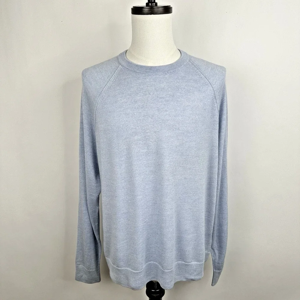 NWT Banana Republic Franco Italian Merino Crew Neck Sweater XL Urban Blue Heathr